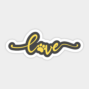 Paw Print on Love Text Illustration Sticker